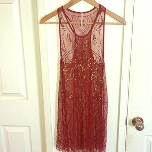NWOT Free People sequin beaded tunic mini dress